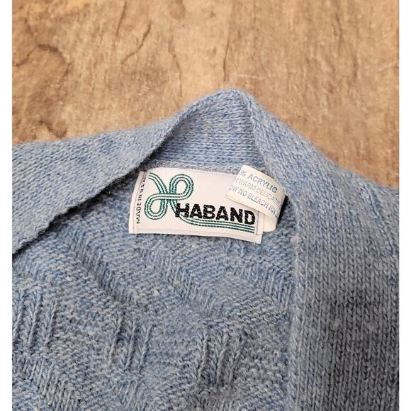 Vintage Haband Cardigan Sweater S Light Blue Grandpa Kurt Cobain 100% Acrylic - Picture 6 of 12